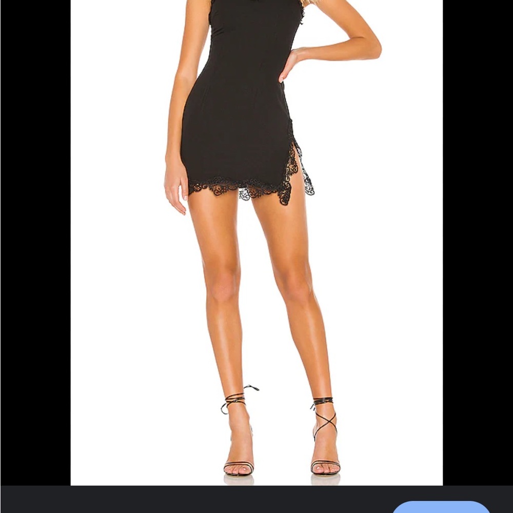 REVOLVE Black One Shoulder Dress with Lace Trim